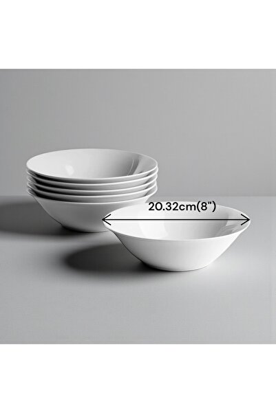 DEER 6-piece set of high-quality creamy white porcelain soup or salad bowls. ...