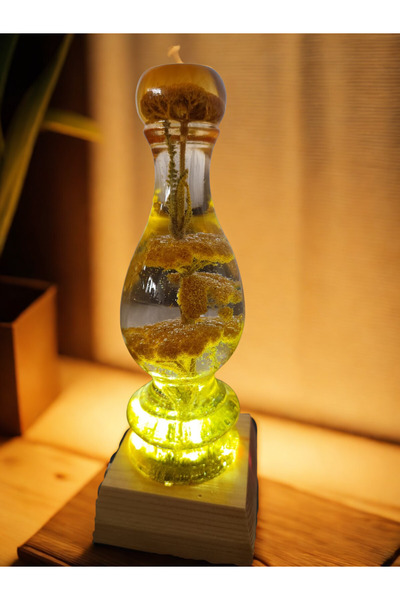 epoksiresinart Epoksi Kurutulmuş Çiçek Tasarımlı Gece Lambası