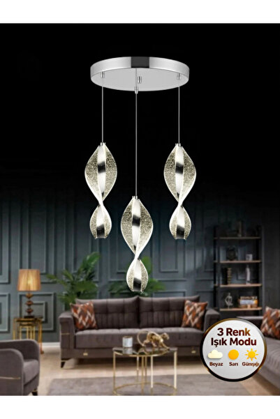 Litra Lighting Nuvola Model 3'lü Gümüş 3 Renk Modu Modern Ledli Salon Mutfak ...
