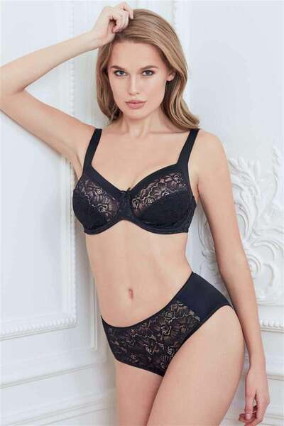 Marsilyan Set sutien și chiloți ieg cu sârmă, fără burete, cu dantelă, modela...
