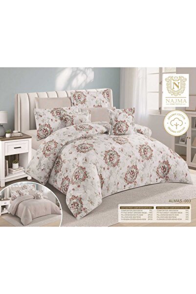 NAJMA مفرش سرير مزدوج قطن 100% بارد ناعم وجهين -طقم لحاف نفرين قطن100