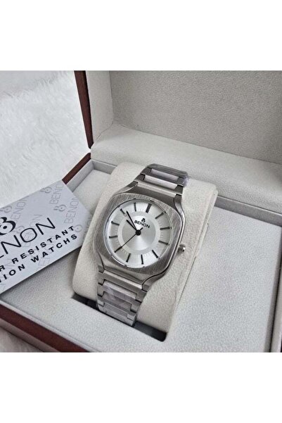 benon Men's Wristwatch Stainless Steel Waterproof Modern High Quality Silver ...
