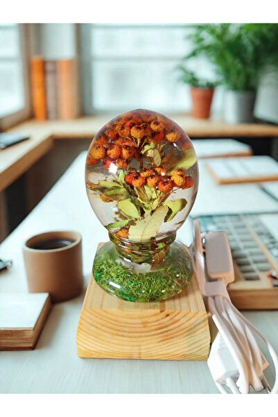 epoksiresinart Epoksi Kurutulmuş Çiçek Tasarımlı Gece Lambası