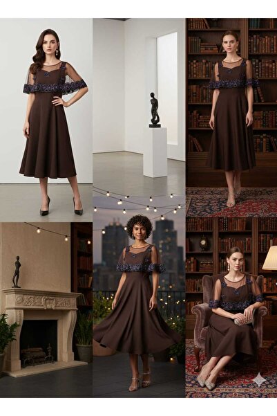 GORI FASHION Elegant short dress with embroidered bodice