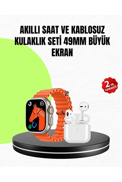 Epilons Watch 9 Max Akıllı Saat Seti 2 Kordonlu Kablosuz Kulaklık Hediyeli