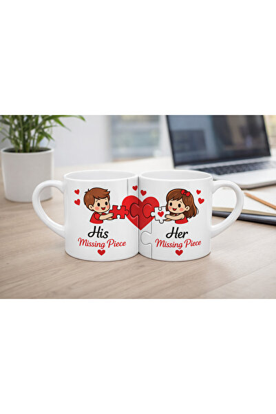 OEM Set of ceramic couple mugs, his and hers, puzzle, the perfect gift