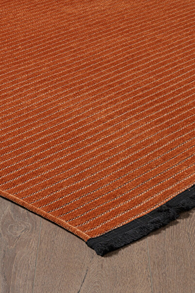 CANOO HALI HOME KİREMİT- TURUNCU Şönil Kilim Makinede Yıkanabilir Kaymaz Taba...