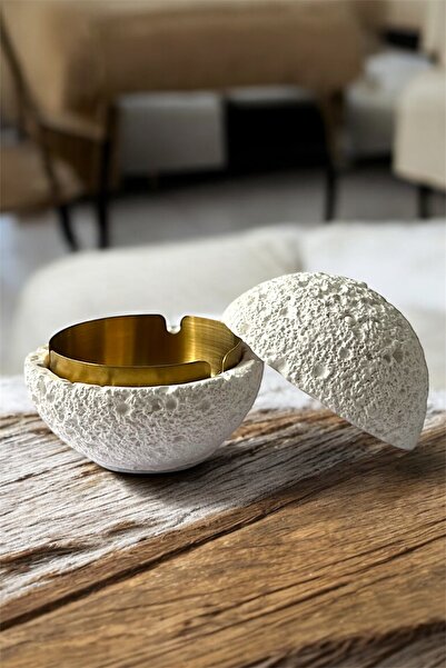 GİSVOL Kapaklı Beton Küllük Ev, Ofis ve Kafe İçin Paslanmaz Metal Hazneli Kül...