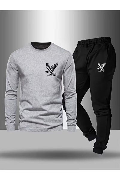 Massgai Unisex Kartal Eagle Printed Crew Neck Oversized Top and Bottom Jogger...