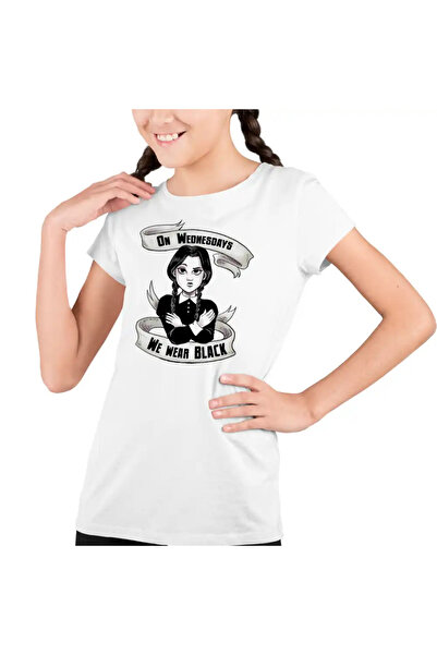 OEM Tricou Copii Fete Familia Addams Wednesday Miercuri Wear Black Horror Hal...