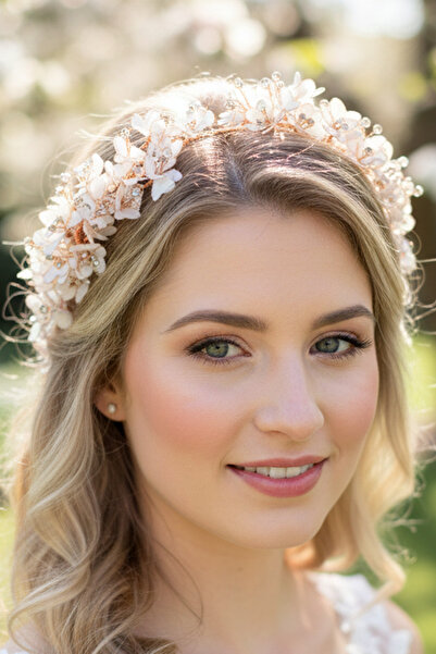 Hayalperest boncuk تاج العروس مع زهور اللؤلؤ، إكسسوار شعر العروس، تاج الحناء ...