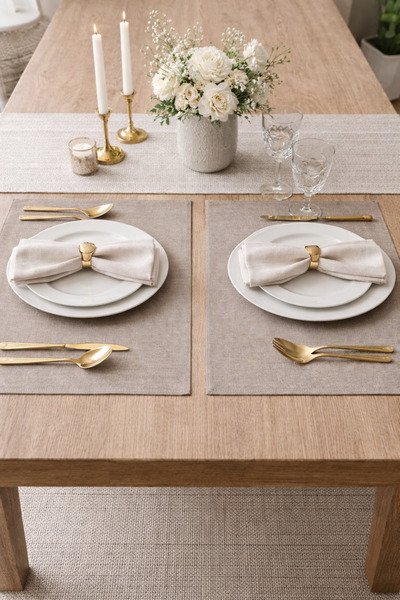 Halımax Stone Color 2-Piece American Tablecloth Set 35X50 cm Simple Stylish M...