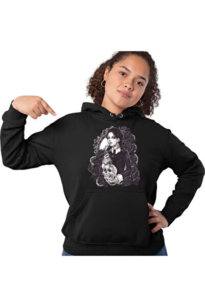 OEM Women's Sweatshirt The Addams Family Wednesday Skull Knife Shakespeare Ho...