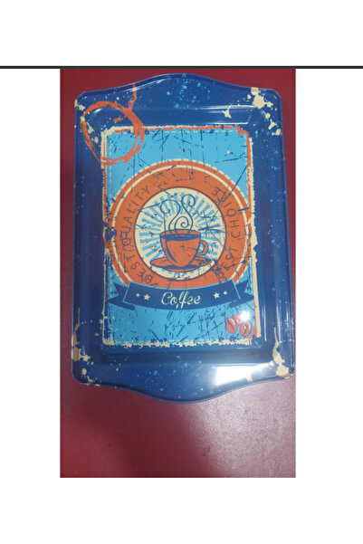 esdekor Small Themed Metal Tray Width 15.7cm Length 24.5cm 1 Piece