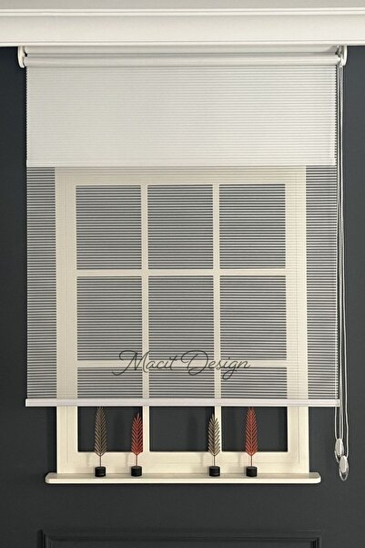 Macit Design Beyaz Zincir Desenli Tül Ve Stor Perde (Dayanıklı Alüminyum Kasa)