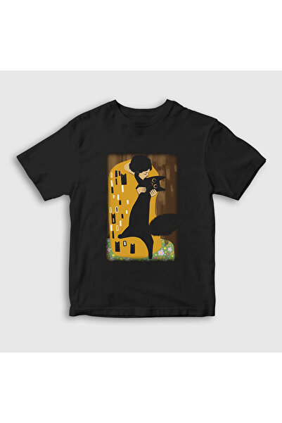 Presmono Unisex Children's Black Cat Kiss Cat Feline Gift Gustav Klimt T-Shir...