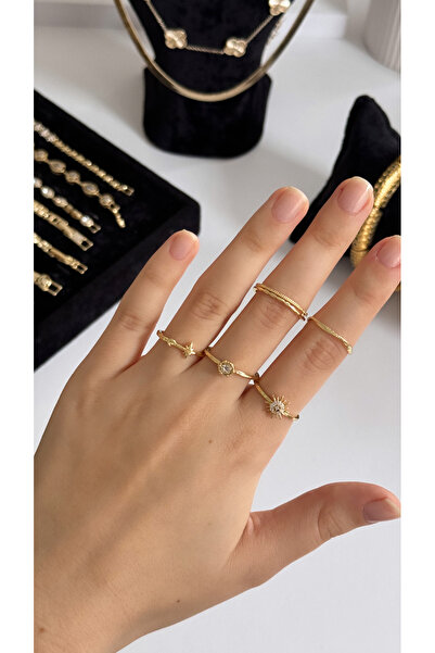 Derya Çelik Aksesuar Çelik Çoklu Yüzük Seti