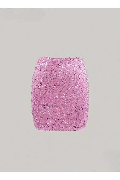 AURA Si̇lva Pul Beaded Detail Velvet Mini Skirt