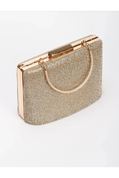 Miss Mitto Women's Gold Shiny Drop Stone Evening Dress Portfolio Chain Strap ...