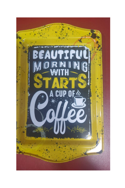esdekor Small Themed Metal Tray Width 15.7cm Length 24.5cm 1 Piece