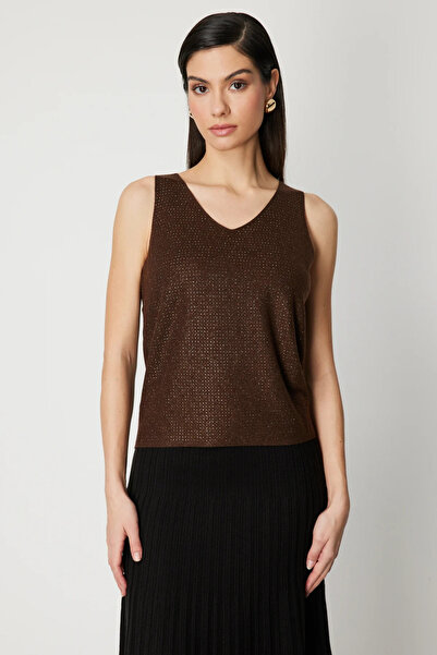 ON TRİKO Taşlı V Yaka Triko Bluz 60437