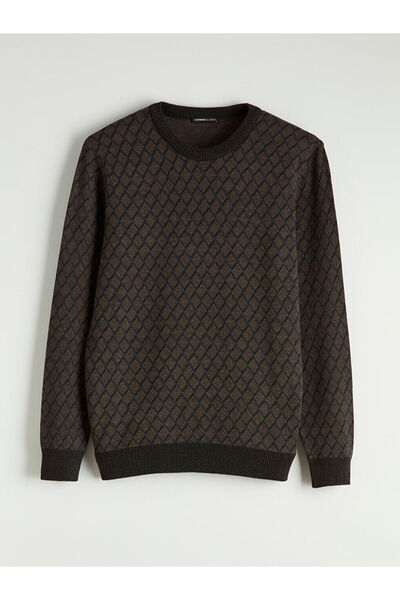 LC Waikiki Anthracite bicycle collar patterned men's knit sweater