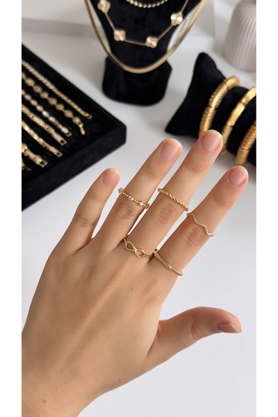 Derya Çelik Aksesuar Çelik Çoklu Yüzük Seti