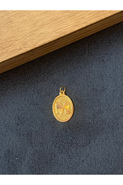 Rupen Kraft 14 Ayar Altın Kolye Ucu M Harfi Altın Kolye Ucu Harfli Altın Koly...