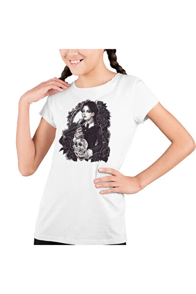 OEM Tricou Copii Fete Familia Addams Wednesday Craniu Cutit Shakespeare Horror