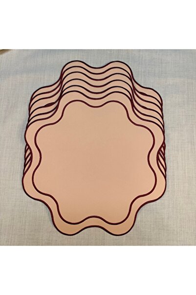 Table Alp TableAlp 6’lı Lüks Nakışlı Deri Amerikan Servis Seti – 40x40 cm – Dalga Form Premium Tasarım