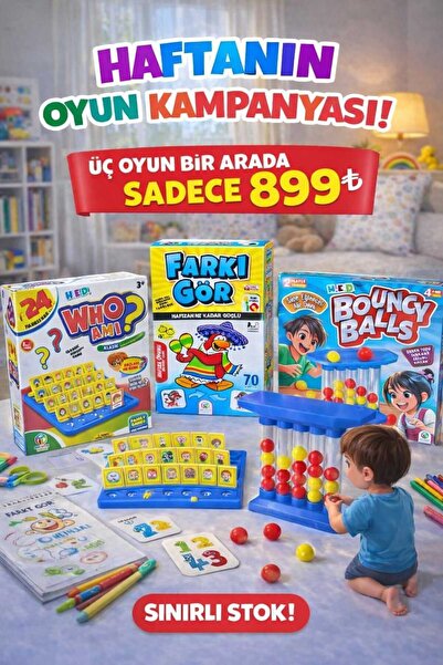 Hobi Eğitim Dünyası 3'lü set Who Am I , Farkı Gör, Bouncy Baals, Haftanın Oku...