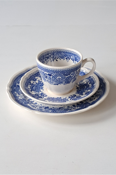 Villeroy & Boch Burgenland Blue Rustic Patterned Vintage Tea/Coffee Cup Set 3...