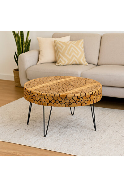 Alqaryah Alkhasbiah Trading Company طاولة مستديرة عصرية ذات طابع ريفي بأرجل م...