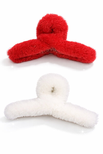 Srctech Catarame de pluș cu panglică de dimensiuni mari, albă, burgundă, 2 piese