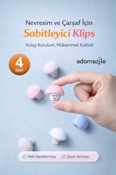 adornazzle Nevresim ve Çarşaf İçin Sabitleyici Klips, Kolay Montajlı Düzenley...