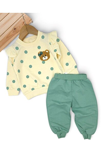 VOY KİDS Baby Girl Polka Dot Teddy Bear Embroidered Thin m Transitional 1-2-3...