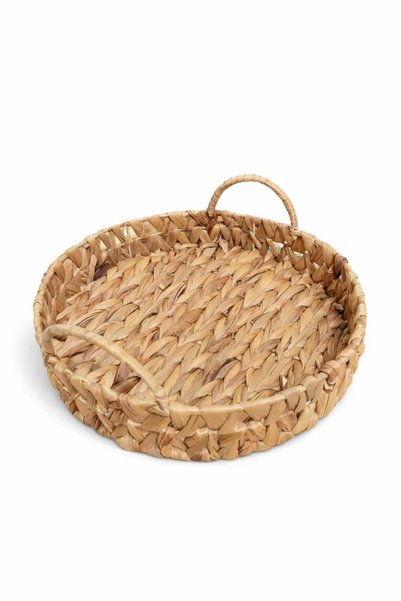 Dekorasyaa Wicker Round Serving and Presentation Tray with Handles - 30X6Cm - Home Kitchen Organizer