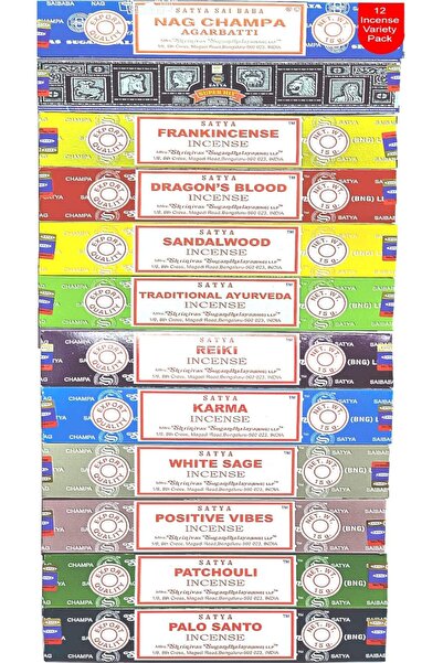satya مجموعة متنوعة من أعواد بخور ناج شامبا – 12 علبة، أكثر من 140 عود ماسالا...