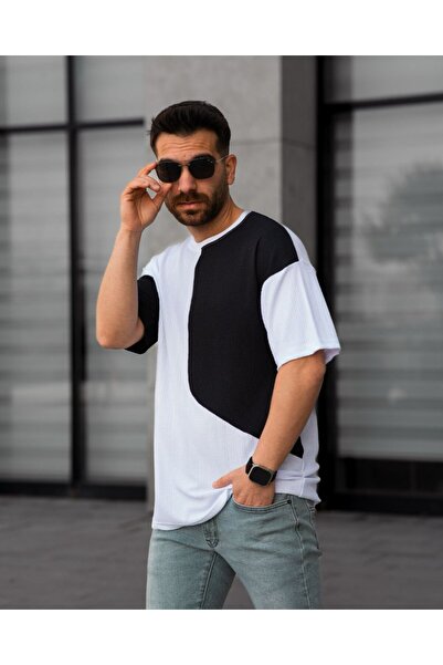 Man Klas T-Shirt Fragmented Pattern Oversized Mold Crew Neck Men's T-Shirt