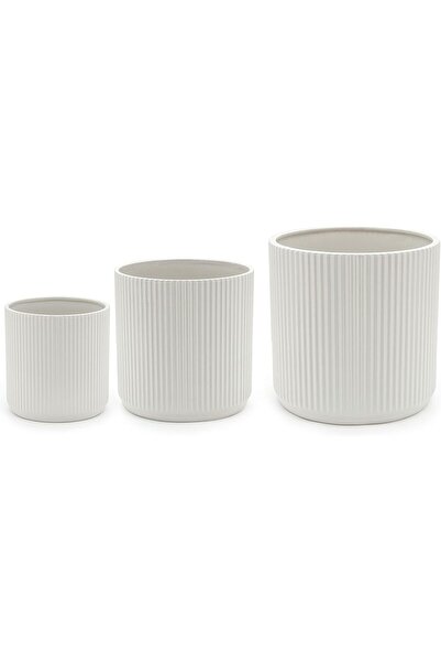 Amazon basics Ceramic Plant Pots Set of 3, White