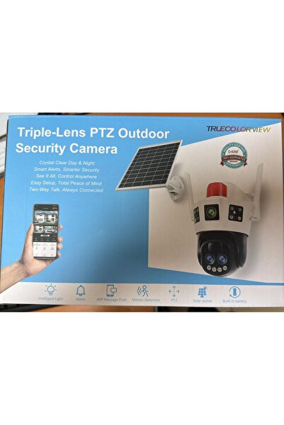 O-KAM 7050 3 Lens Siren + Mikrofon + Hoparlör 10X Optic Wifi Solar Güneş Pane...