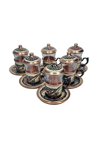 Zinnun طقم شاي إرزينجان مكون من 6 قطع مصنوع يدويًا