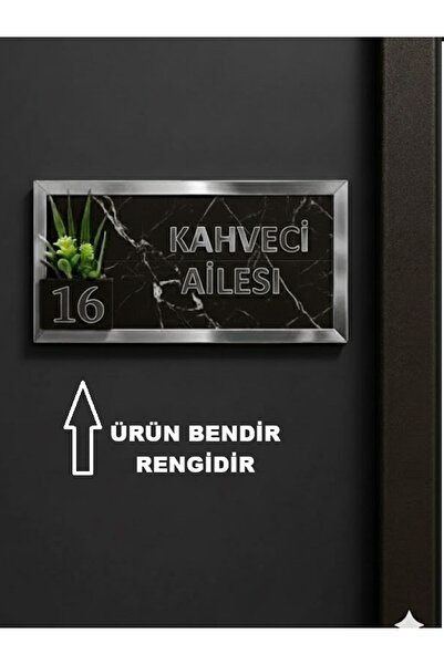 kesita TASARIM KİŞİYE ÖZEL LÜKS GÜMÜŞ ÇİÇEKLİ AHŞAP KAPI NUMARASI 10*20 CM