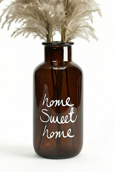 KHAKMA مزهرية زجاجية كهرمانية مزخرفة – مكتوب عليها “Home Sweet Home”， مزهرية ...