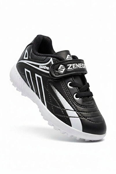 ZENEGE Black and White Football Boots Children's Football Boots Artificial Tu...
