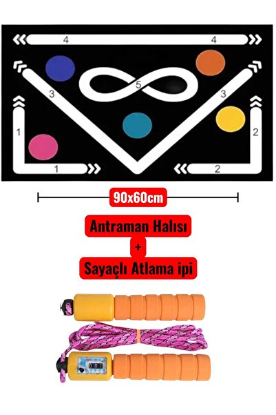 Oyuncakhane 90x60cm Antrenman Halısı + Sayaçlı Atlama İpi / Antreanman seti /...
