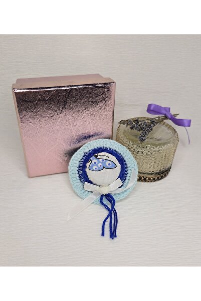 Handmade Crocheted Brooch White with Purple, Also Suitable as Martisor