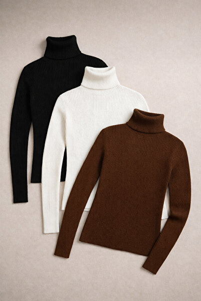 beuivo Unisex Black-White-Brown 3-Pack Ribbed Knit Stretch Fabric Cotton Body...