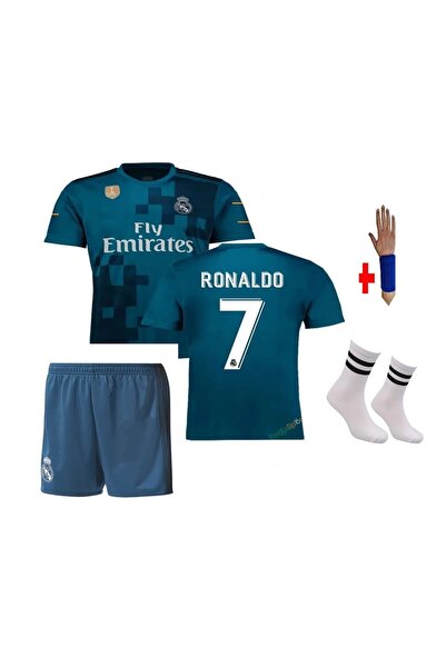 yenteks Ronaldo Turkuaz Real.Madrid. Çocuk Futbol Forması Forma+Şort (çorap+b...