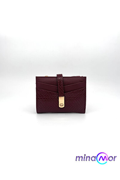 Minamor محفظة نسائية صغيرة سوداء مع تفاصيل قفل ذهبي